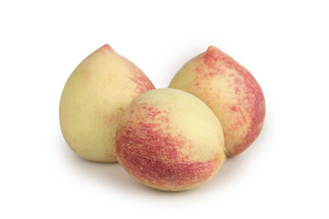 Fresh Ripe Peaches with Red and Yellow Skin Isolated on White Background
