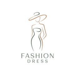 Elegant Fashion Script with Woman Silhouette Logo
