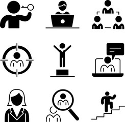 Business Communication and Teamwork Glyph Icons Set