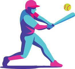Baseball player swinging bat at yellow ball batter