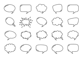 Fototapeta premium Collection of Black and White Speech Bubbles and Thought Balloons.