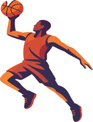 Basketball player dunking orange ball purple uniform © Nargis