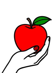 Red apple in hand