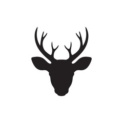 Reindeer ears with antlers silhouette vector flat illustration