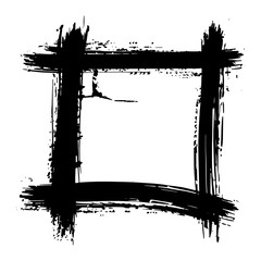 Bold black brushstroke square outline on white background for artistic or design purposes