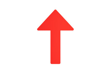 Red arrow pointing up symbol illustrating direction, growth, increase, progress, and success, transparent background