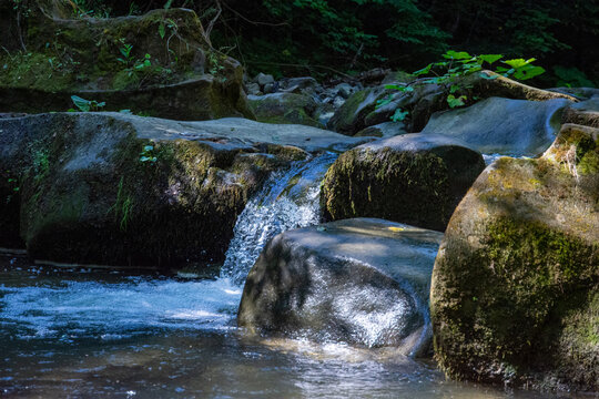 water flowing over rocks