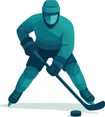 Fototapeta premium Ice hockey player with stick and puck sport winter sport