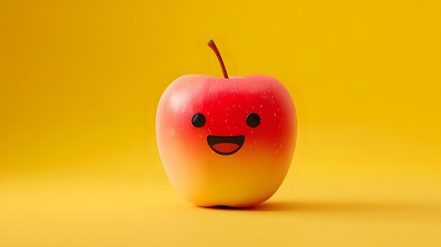 Cute apple with a smiling face a fun and playful illustration perfect for childrens books or educational materials