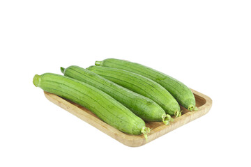 Fresh Green Longline Squash on Wooden Board - Healthy Vegetable Cooking Ingredient