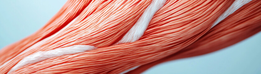 Medical view of human body muscle and tendon anatomy. detailed of tissue fiber representing injury, inflammation, or pain