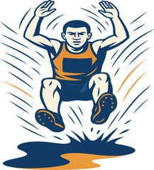 Man mid jump in athletic competition athlete jumping
