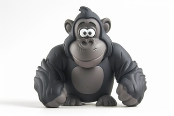 Naklejka premium Cartoon Gorilla with a Big Smile