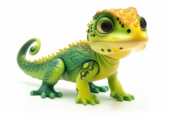 Fototapeta premium Adorable Cartoon Lizard with Big Eyes