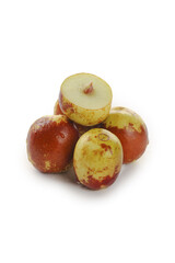 Fresh Zhanhua Winter Jujube Dates on White Background - Chinese Red Dates Fruit