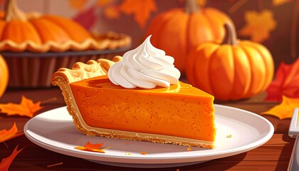 A Slice of Autumn - Pumpkin Pie with Whipped Cream.