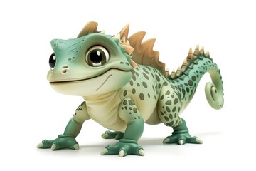 Obraz premium Adorable Cartoon Lizard with Spiky Back and Tail