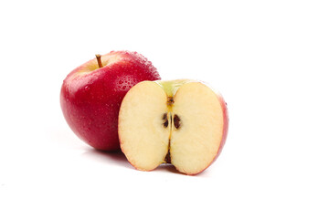 Fresh Red Apple Half Slice on White Background - Healthy Fruit Photography