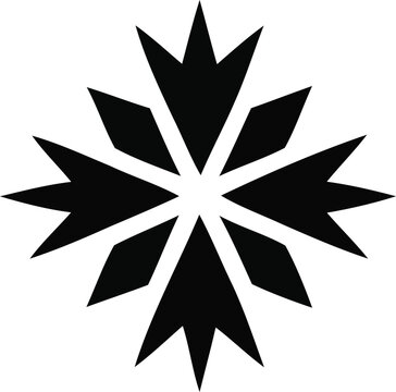 Abstract geometric star symbol with eight radiating points creating a dynamic, modern, and symmetrical design element, ideal for branding, decoration, and graphic projects