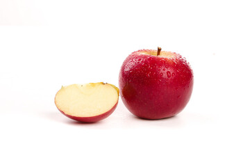 Fresh Red Apple with Slice on White Background - New Zealand Imported Fruit