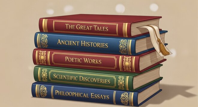 A timeless collection of classic literature volumes symbolizing profound knowledge and