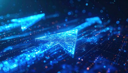 Digital Arrows Pointing Upward in a Technological Environment.