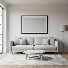 Elegant modern living room interior design with neutral tones