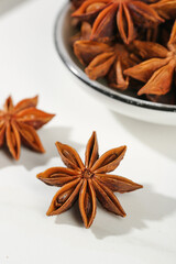 Dried Star Anise Spice from Guangxi China - Aromatic Seasoning in Bowl