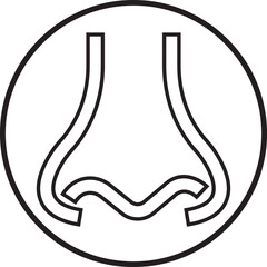 Human nose icon in line medical, anatomy and cosmetic style. Vector illustration for healthcare, smell, respiration, allergy and beauty design concept isolated on transparent background.