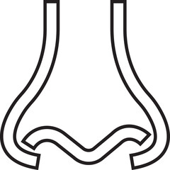 Human nose icon in line medical, anatomy and cosmetic style. Vector illustration for healthcare, smell, respiration, allergy and beauty design concept isolated on transparent background.