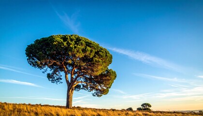 Obraz premium Majestic Pine Tree at Golden Hour Sunset