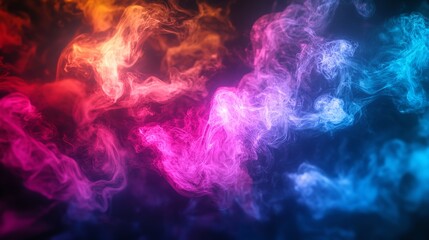 Abstract smoke art with vibrant hues of orange, red, pink, purple, and blue creating a mesmerizing background texture