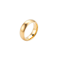 A simple textured gold wedding band isolated on a transparent background highlighting its brushed metal finish and polished inner surface elegant minimalist jewelry design