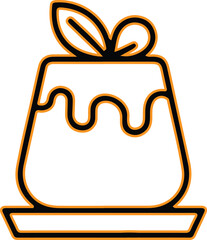 Simple outline of a delicious dessert with garnish