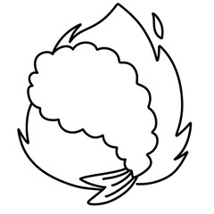 Outline Drawing of Fried Shrimp with Flame Motif