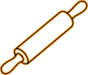Simple outline drawing of a classic rolling pin