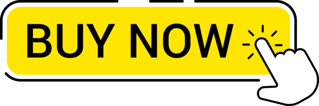 Shopping Cart Buy Now Button. Click Here Button. Buy now red button with hand cursor. Button hand pointer clicking. Click here banner. Online shopping. 