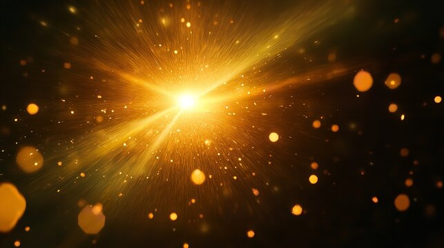 A radiant starburst with bokeh lights on a dark backdrop, creating a mesmerizing and enchanting atmosphere - Powered by Adobe