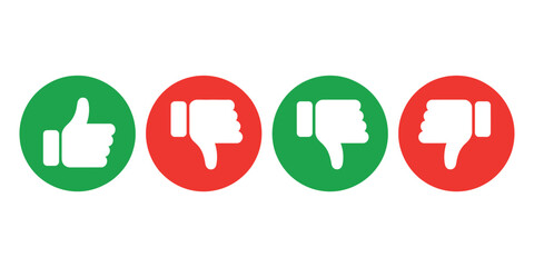 Four oval icons showing thumbs up and thumbs down symbols