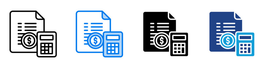Budgeting icon set multiple style collection
