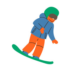 Snowboard Player Action Snowboarder Cartoon Sport Graphic Vector illustration flat hand drawn for web , card , banner and social media design . Winter sport .