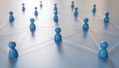 A network of connected people, symbolizing communication and global community. These figures are linked together, representing connections and relationships