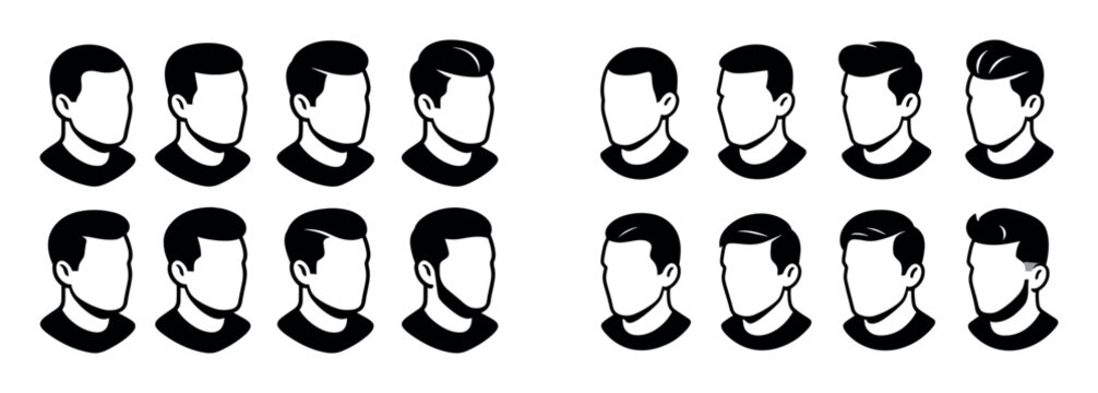 Isometric Men Hairstyles Icons