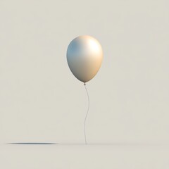 Single isolated balloon with string resting on the ground against a light gray background