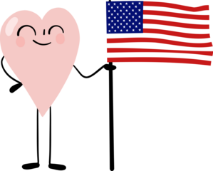 Heart character with USA Flag