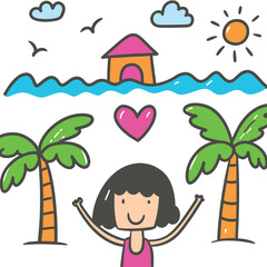  Sunny Seaside Scene with Palms