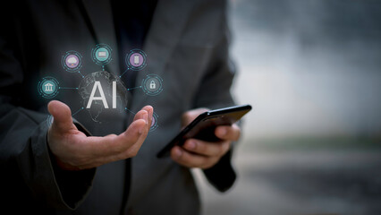 Software engineer working with database and big data analytics, cloud computing with AI and data exchange, innovation technology.Data Science and engineering, digital technology, tech background.