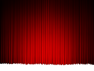 The red theater stage curtains have dark patterns and spotlights PNG transparent.