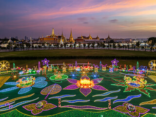 Wat Phra Kaew, Famous place in Bangkok, Temple of the Emerald Buddha,Grand palace at twilight in Bangkok, Thailand