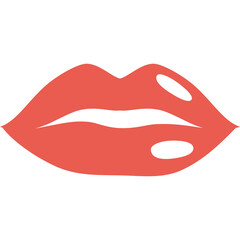 Coral Red Lips Icon With Subtle Highlights Isolated On Transparent Background Represents Beauty And Expression